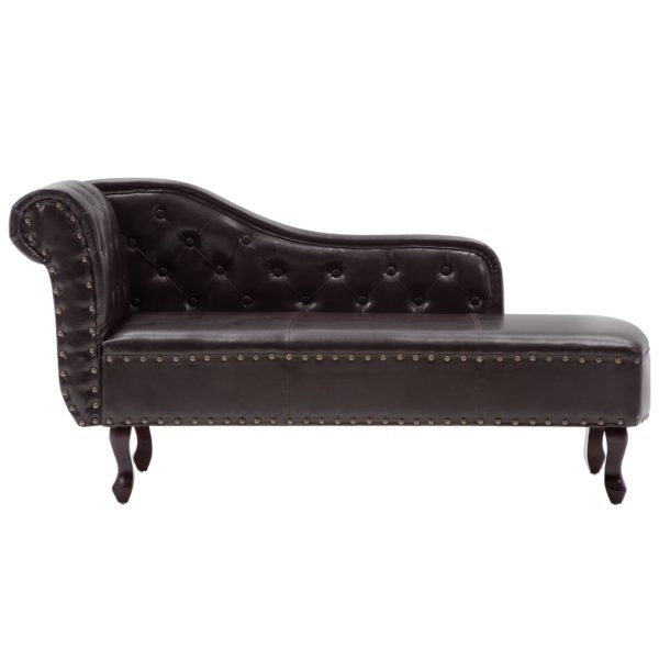 Chaise longue couro artificial castanho-escuro - Image 3