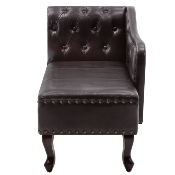 Chaise longue couro artificial castanho-escuro - Image 4