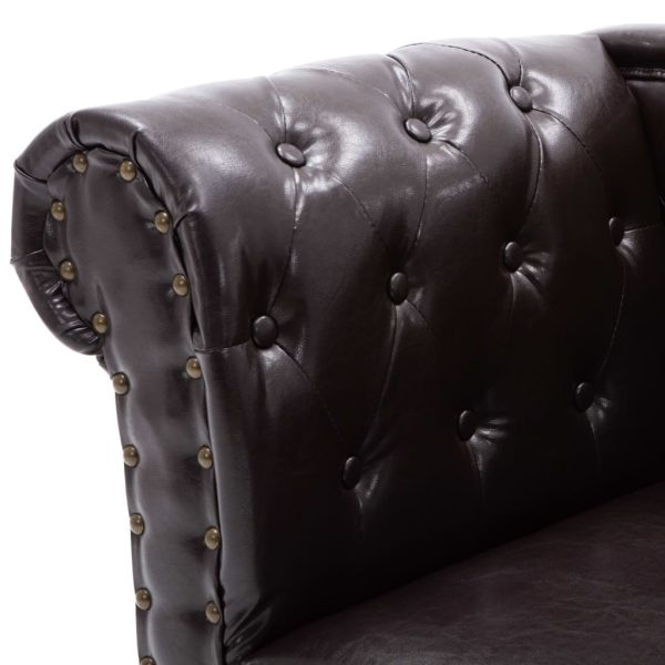 Chaise longue couro artificial castanho-escuro - Image 5
