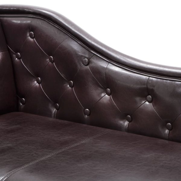 Chaise longue couro artificial castanho-escuro - Image 6