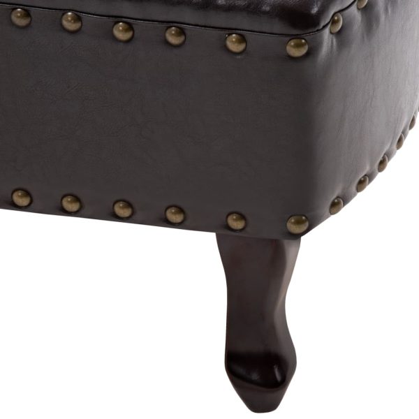 Chaise longue couro artificial castanho-escuro - Image 7