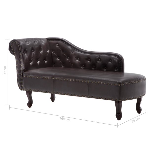 Chaise longue couro artificial castanho-escuro - Image 8