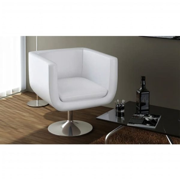Cadeiras de bar 2 pcs couro artificial branco - Image 2