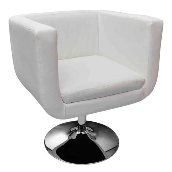 Cadeiras de bar 2 pcs couro artificial branco - Image 3