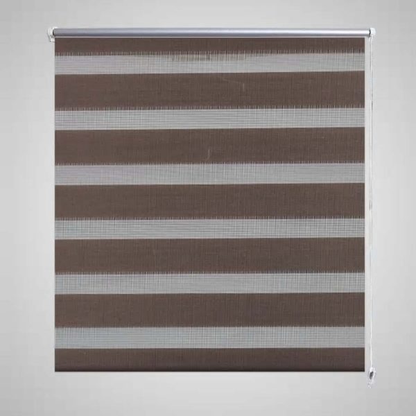 Estore de rolo 60 x 120 cm, linhas de zebra / Café