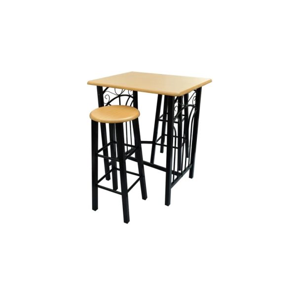 Conjunto de jantar com mesa madeira bronze e aço preto - Image 2