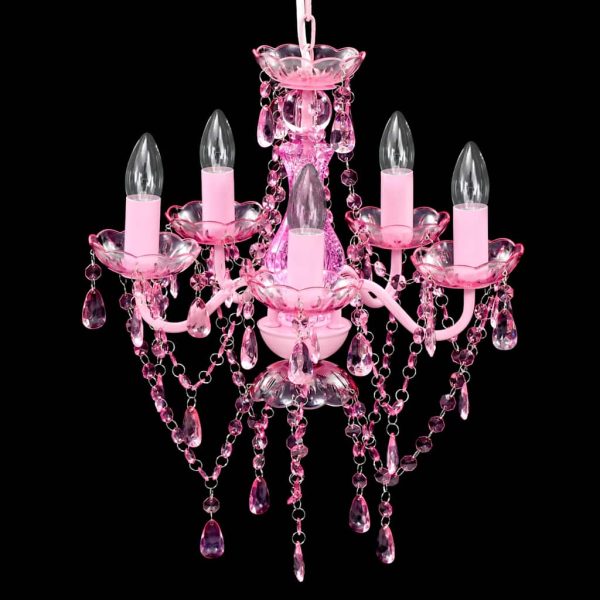 Lustre cor-de-rosa com 5 lâmpadas - Image 3