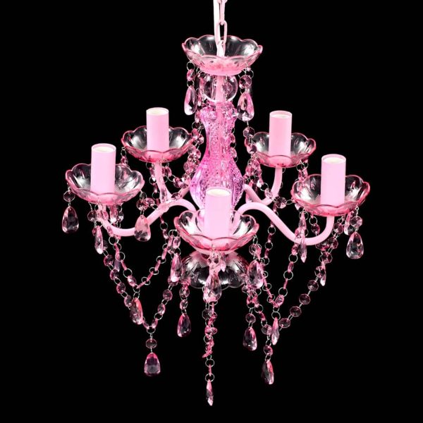 Lustre cor-de-rosa com 5 lâmpadas - Image 4