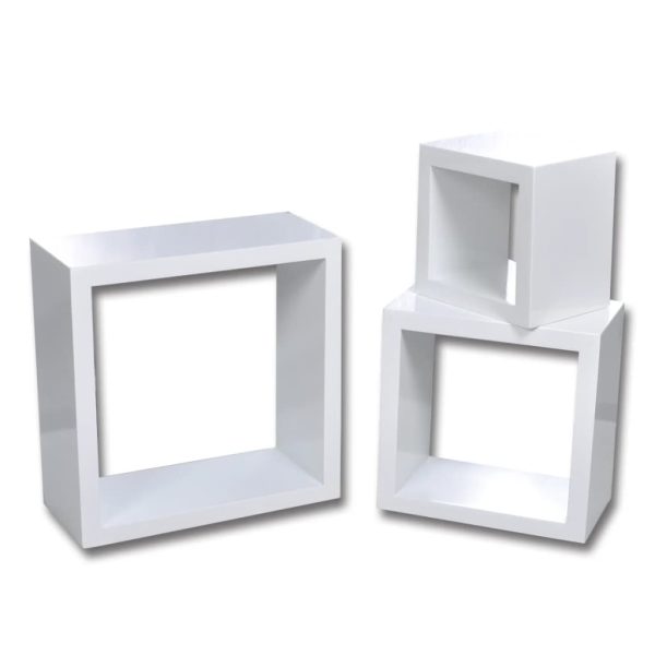 240347 Conjunto de 3 prateleiras em forma de cubo branco - Image 2