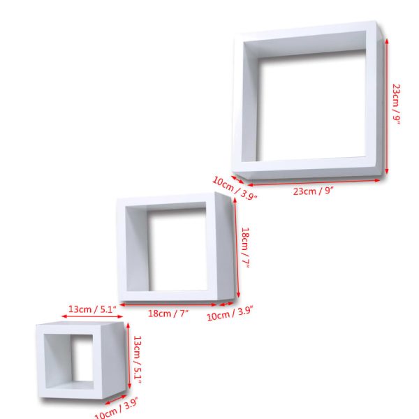 240347 Conjunto de 3 prateleiras em forma de cubo branco - Image 6