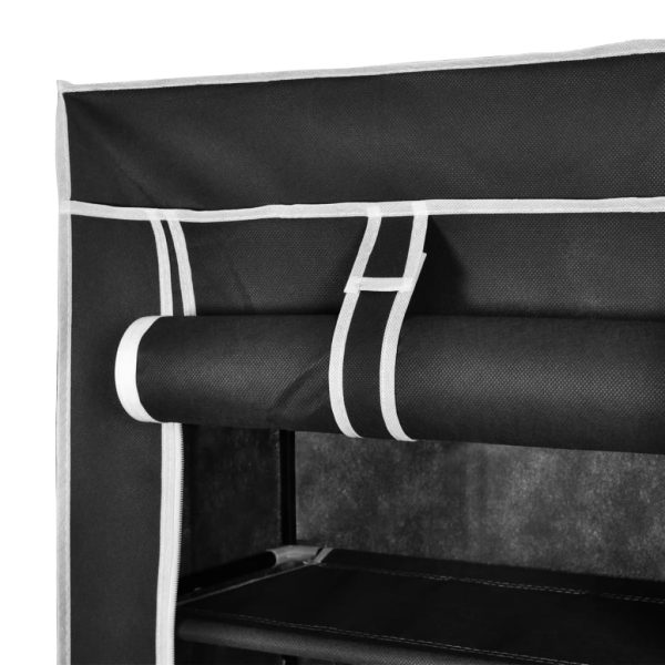 Armário p/ sapatos com cobertura 57x29x162cm tecido preto - Image 5