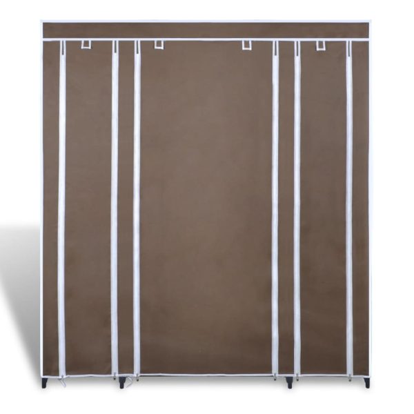 Armário tecido c/ compartimentos e varões 45x150x176cm castanho - Image 2