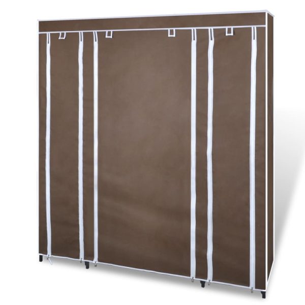 Armário tecido c/ compartimentos e varões 45x150x176cm castanho - Image 3