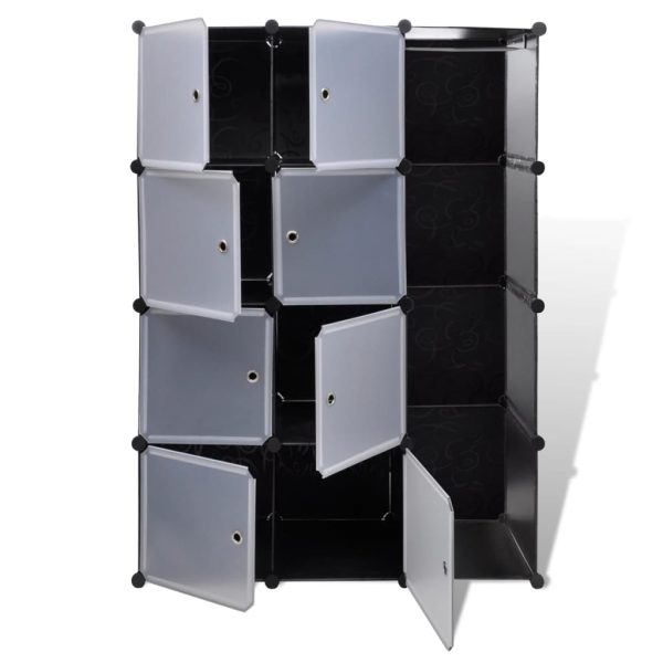Armário plástico modular 9 gavetas 37x115x150 cm preto e branco - Image 4