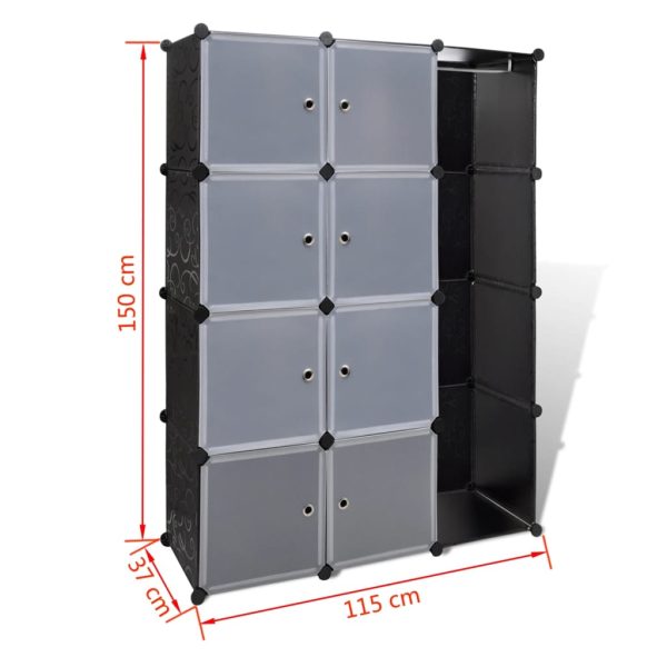 Armário plástico modular 9 gavetas 37x115x150 cm preto e branco - Image 7