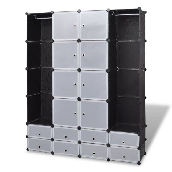 Armário plástico modular 18 gavetas 37x146x180,5cm preto branco - Image 2
