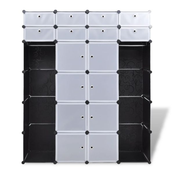 Armário plástico modular 18 gavetas 37x146x180,5cm preto branco - Image 6