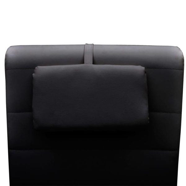 Chaise longue com almofada couro artificial preto - Image 3