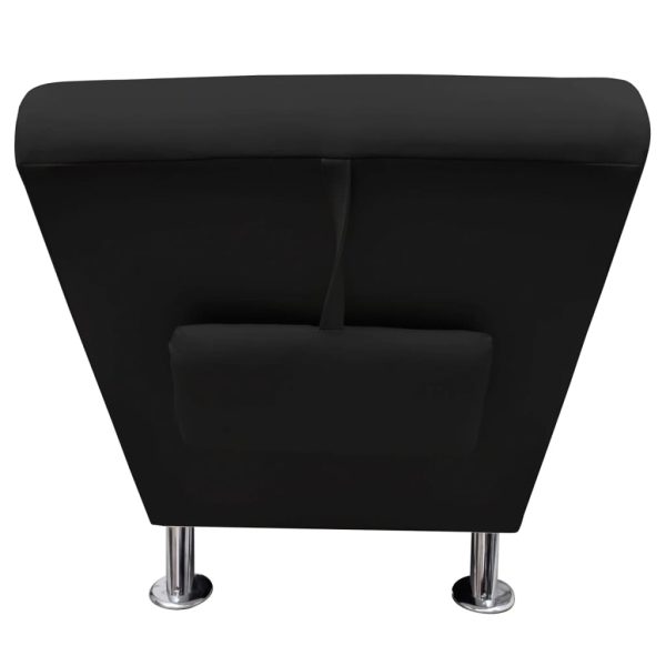 Chaise longue com almofada couro artificial preto - Image 4