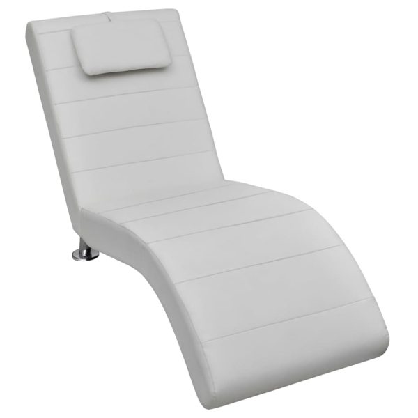 Chaise longue com almofada couro artificial branco