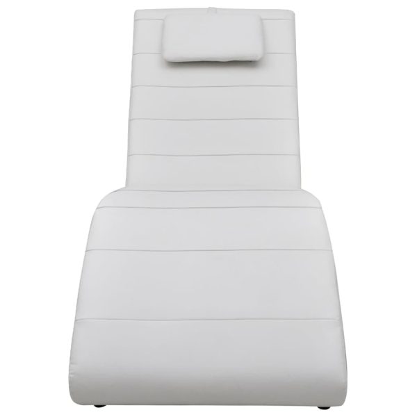 Chaise longue com almofada couro artificial branco - Image 2