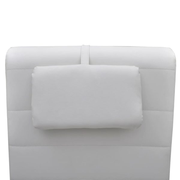 Chaise longue com almofada couro artificial branco - Image 3