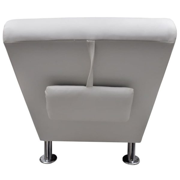 Chaise longue com almofada couro artificial branco - Image 4