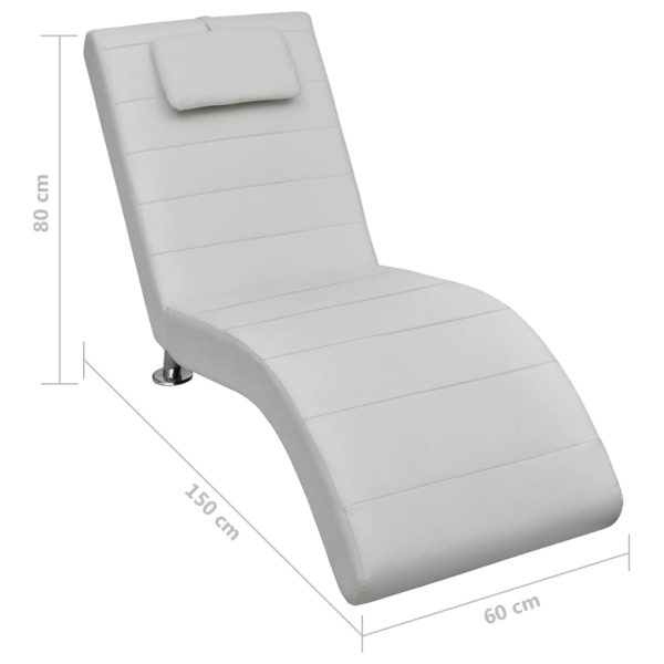 Chaise longue com almofada couro artificial branco - Image 7