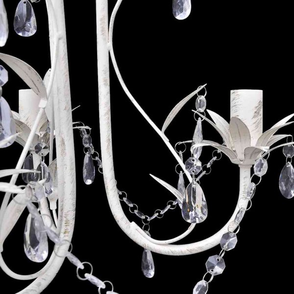 Candelabro com Cristais Pendente Elegante em branco - Image 3