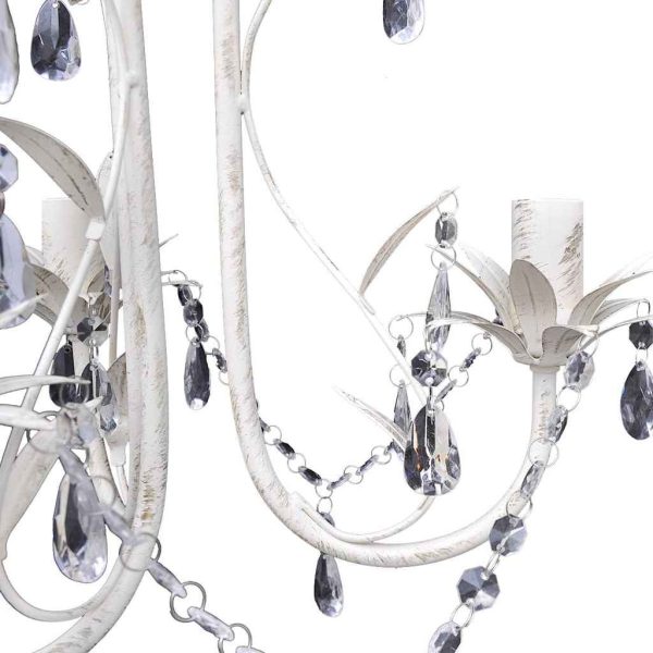 Candelabro com Cristais Pendente Elegante em branco - Image 4