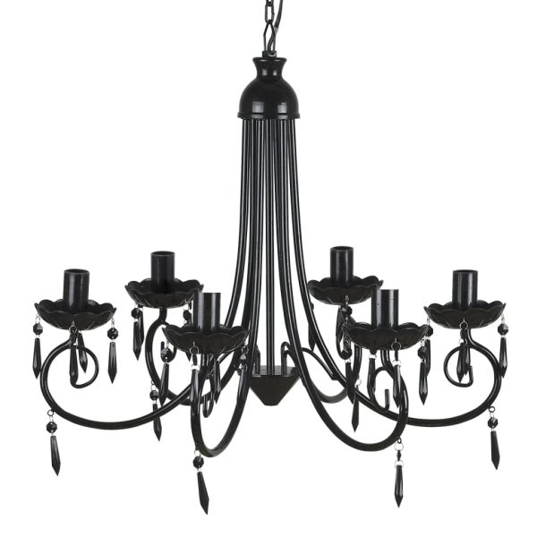 Candelabro pendente de cristal preto para 6 bulbos - Image 2