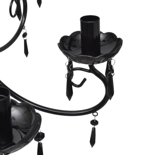 Candelabro pendente de cristal preto para 6 bulbos - Image 3