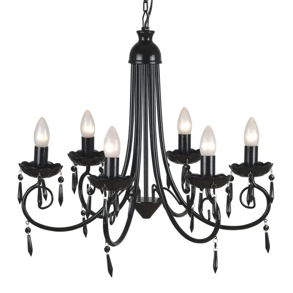 Candelabro pendente de cristal preto para 6 bulbos - Image 4