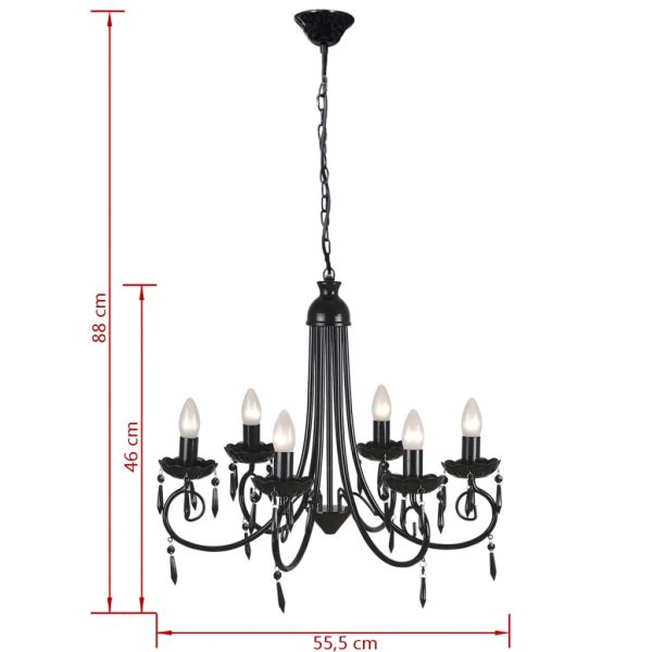 Candelabro pendente de cristal preto para 6 bulbos - Image 5