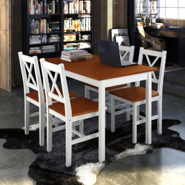 Conjunto de jantar 5 pcs castanho e branco