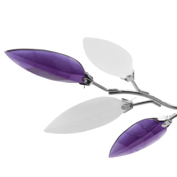 Lâmpada teto com folhas de acrílico e cristal branco & lilás, 3 E14 - Image 3