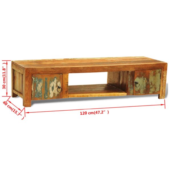 Móvel de TV vintage com 2 portas madeira reciclada - Image 11