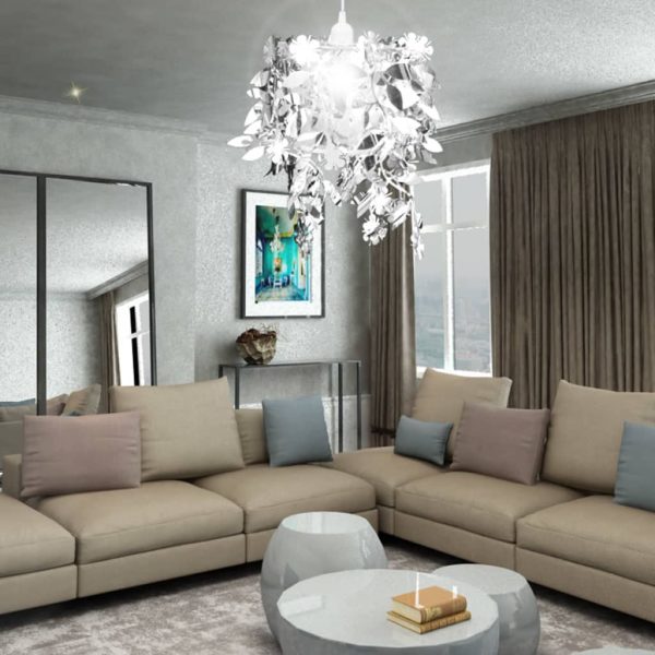 Candelabro de teto, modelo com folhas 21,5 x 30 cm, prateado - Image 8