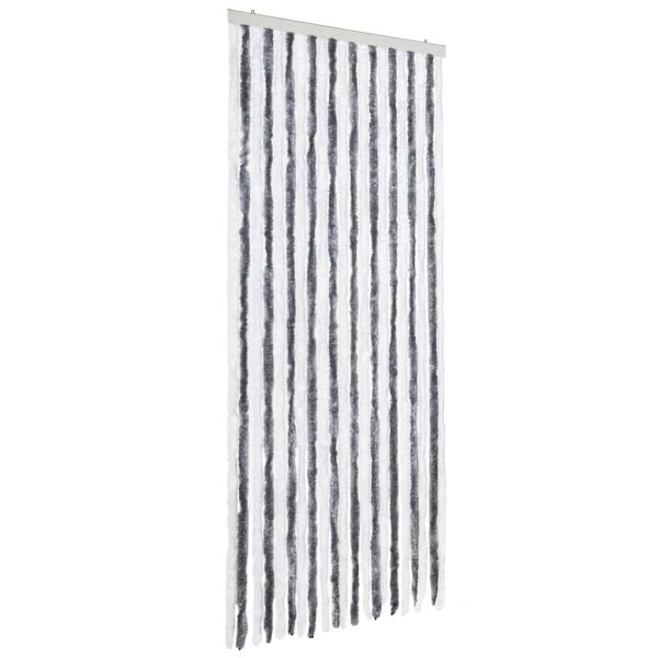 Cortina anti-insetos 90x220 cm chenille cinzento e branco - Image 2