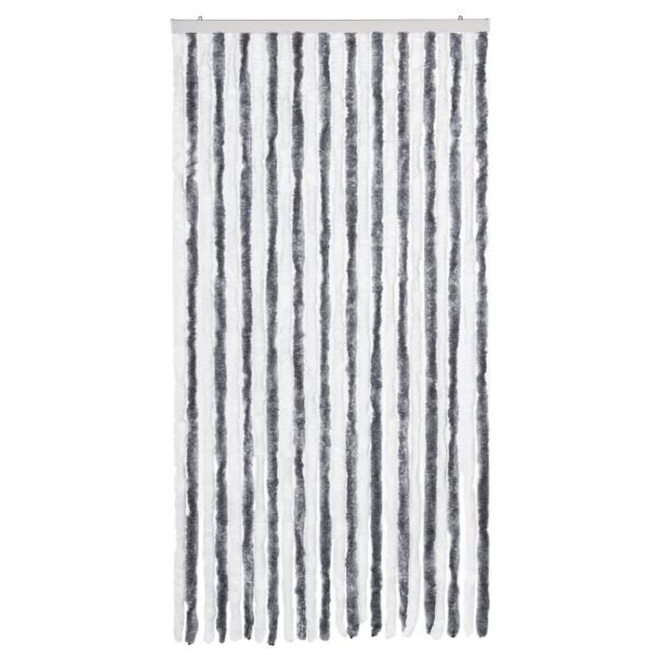 Cortina anti-insetos 100x220 cm chenille cinzento e branco - Image 3