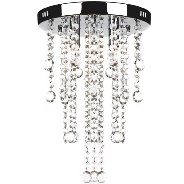 Lustre para Sala de Jantar Metalica Branca com Esferas de Cristais - Image 2
