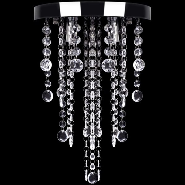 Lustre para Sala de Jantar Metalica Branca com Esferas de Cristais - Image 4