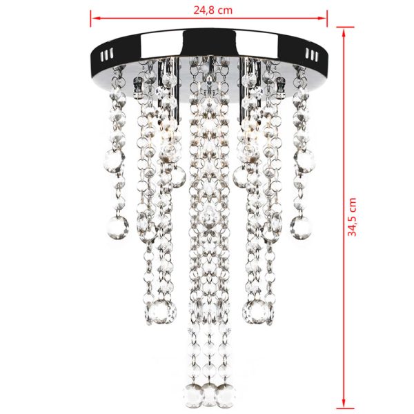 Lustre para Sala de Jantar Metalica Branca com Esferas de Cristais - Image 5