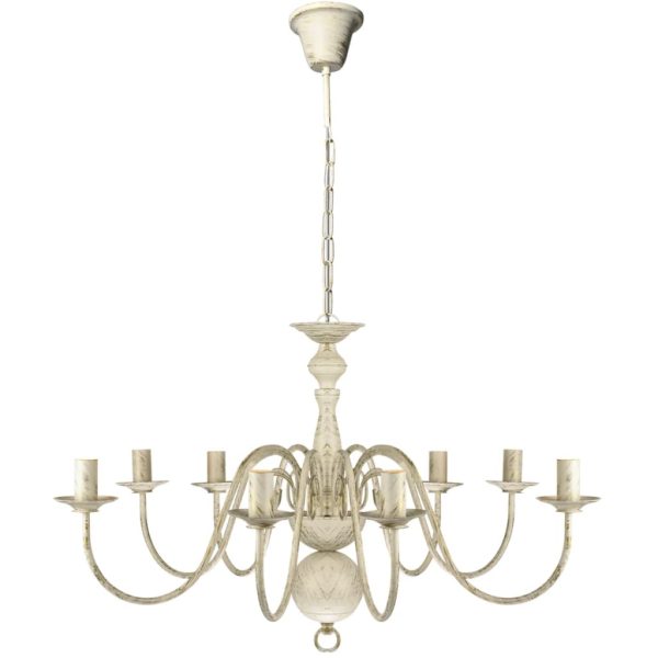 Candelabro de metal branco antigo com 8 lâmpadas E14 - Image 2