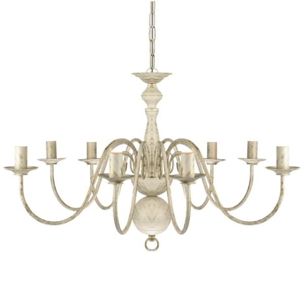 Candelabro de metal branco antigo com 8 lâmpadas E14 - Image 4