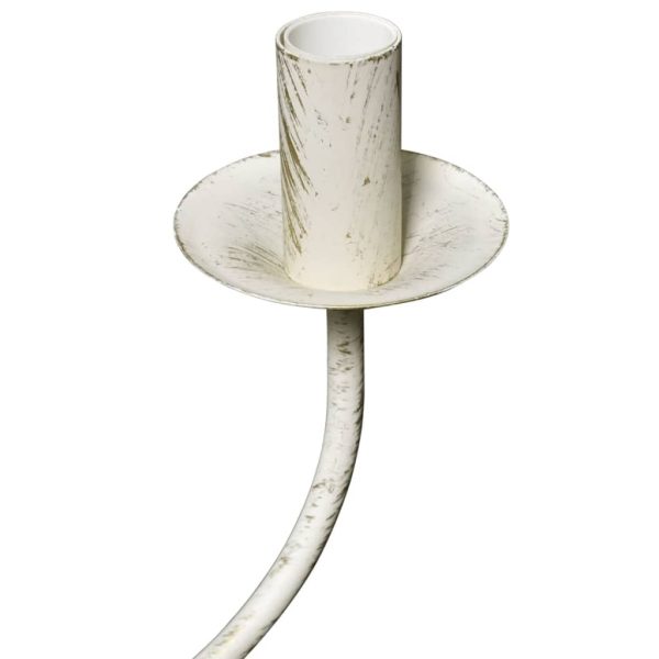 Candelabro de metal branco antigo com 8 lâmpadas E14 - Image 5