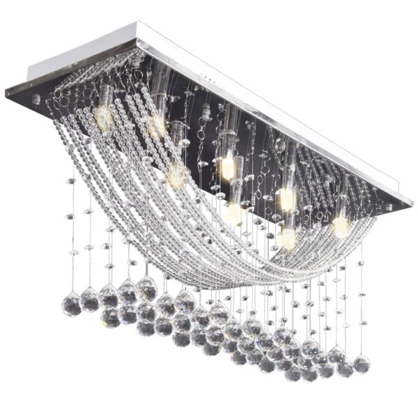 Lâmpada de teto + missangas cristal brilhantes, 8 x G9, 29 cm branco - Image 5