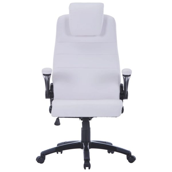 Cadeira giratória ajustável couro artificial branco - Image 2