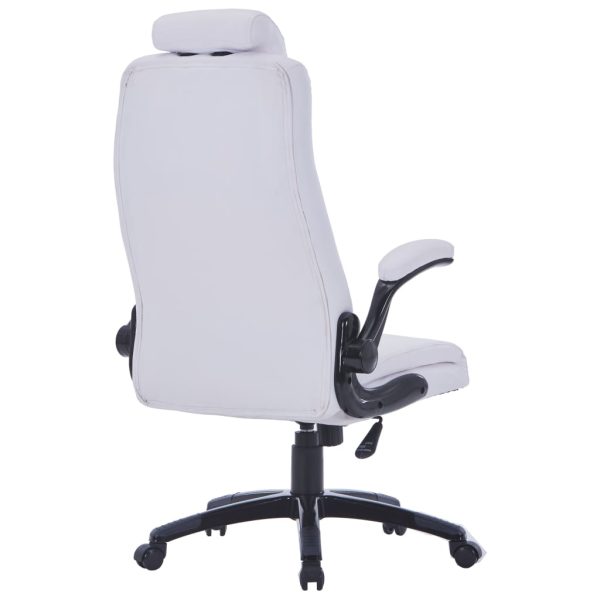 Cadeira giratória ajustável couro artificial branco - Image 3