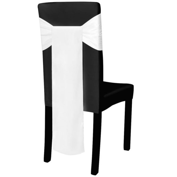 Faixa decorativa de cetim, em branco, para cadeira, 25 peças - Image 7